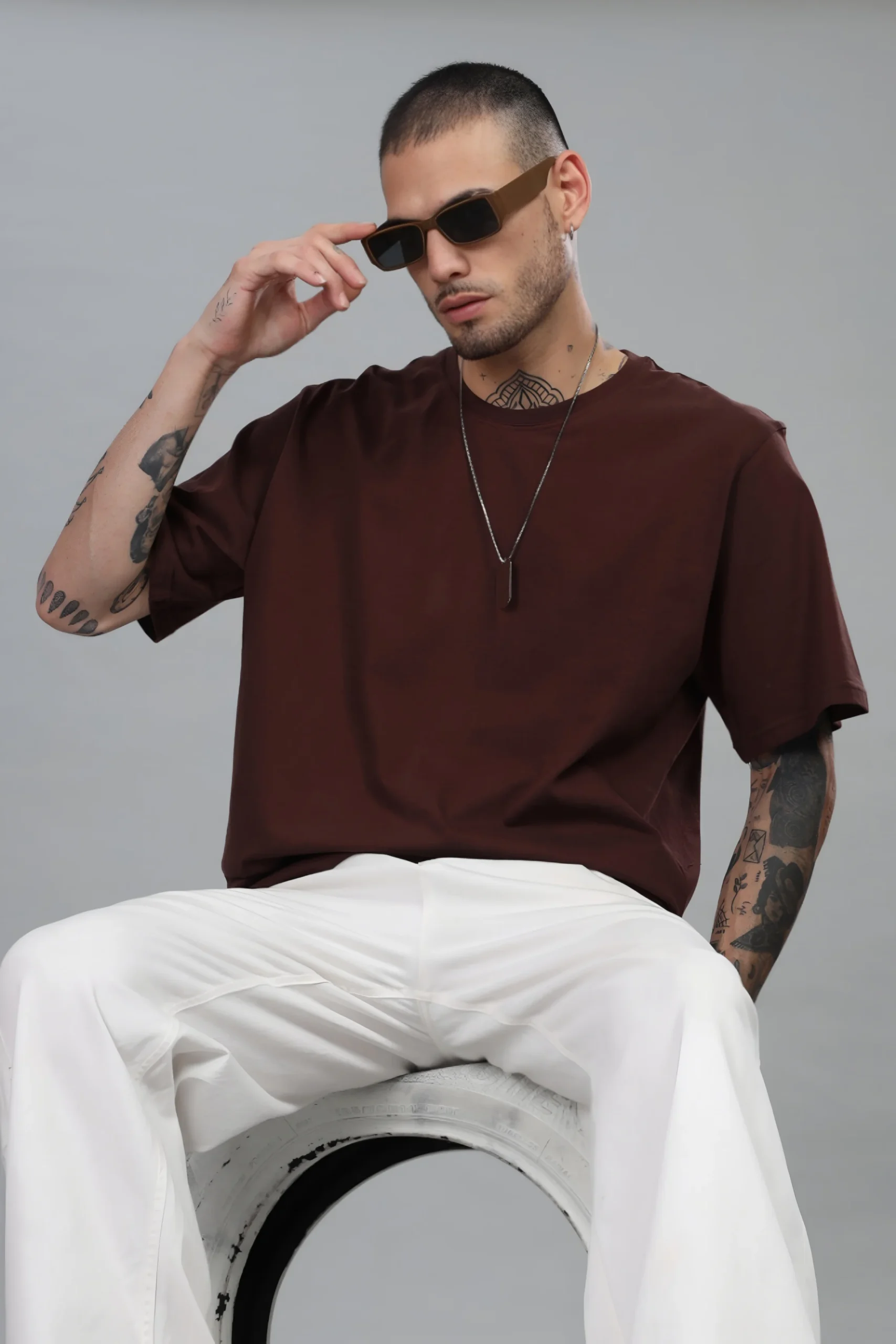 Coffee Brown Basic Oversized T-Shirt
