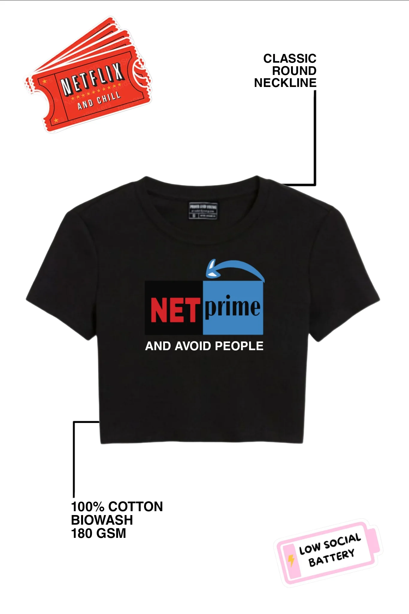 NetPrime and Avoid People Crop Top